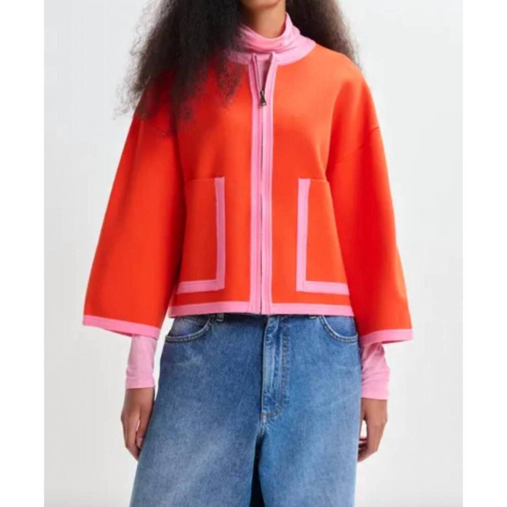 NEW ESSENTIEL ANTWERP jani contrast cardigan in nectarine pink